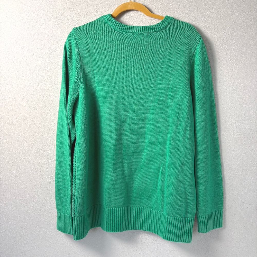 Belle by Kim Gravel Sweater Size XL Green Shaker Knit Crew Neck Pullover A674069 - Picture 2 of 8